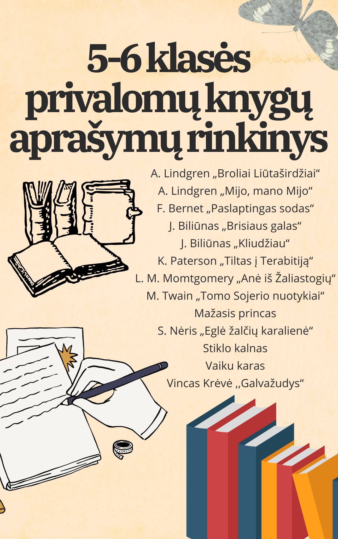 5-6 klasės privalomų knygų aprašymų rinkinys.