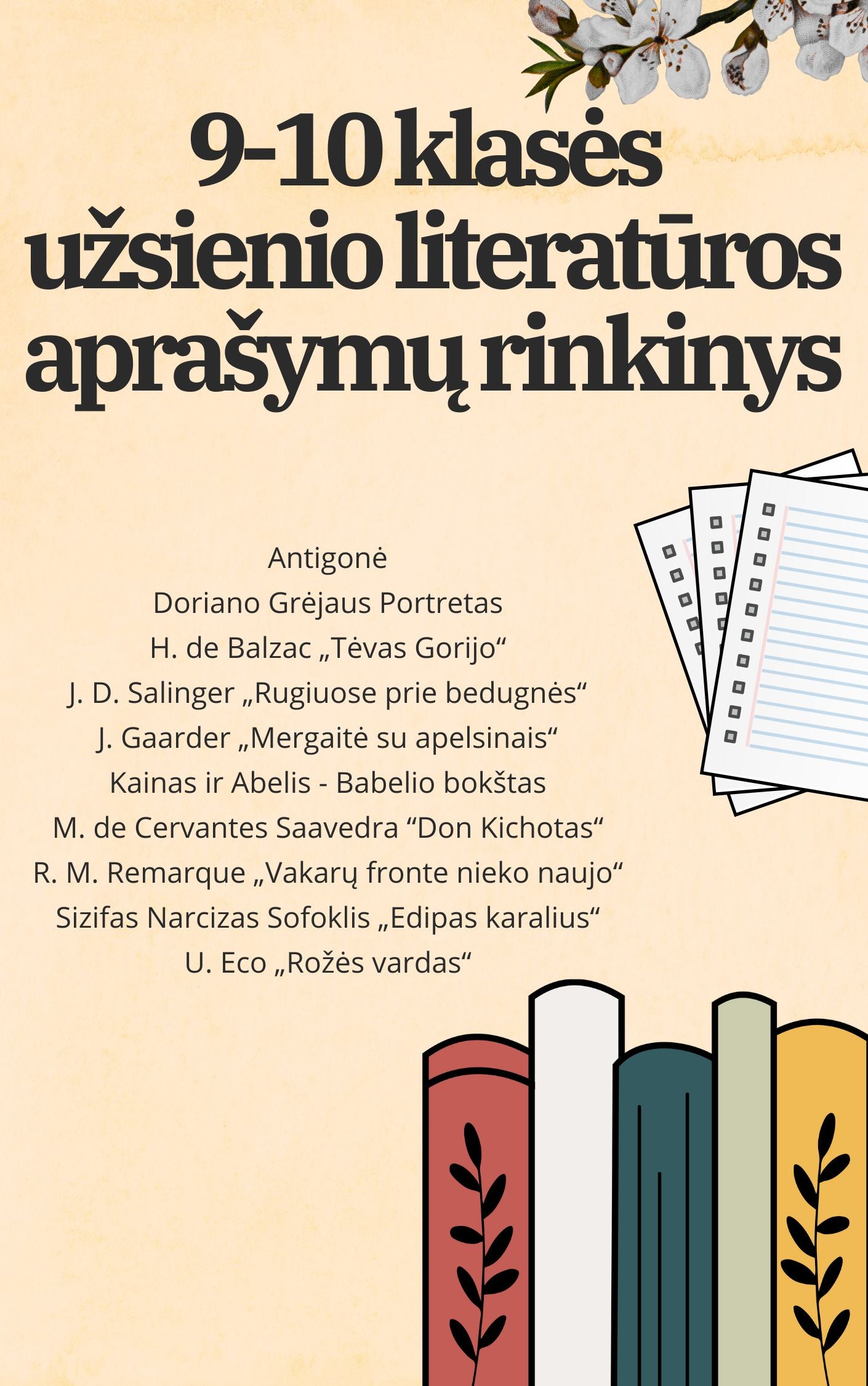 9-10 klasės užsienio literatūros aprašymų rinkinys.